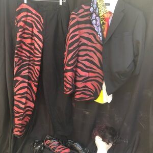 Red and Black Zebra Print Suit Set
